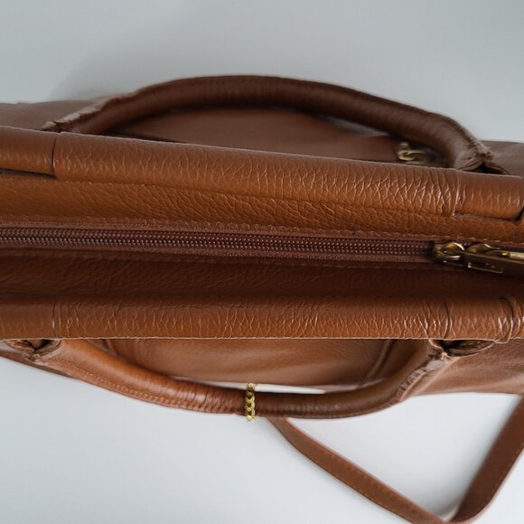 Vintage Italian Genuine Leather Structured Tote I Tan Brown I Made in Italy - Picture 6 of 9